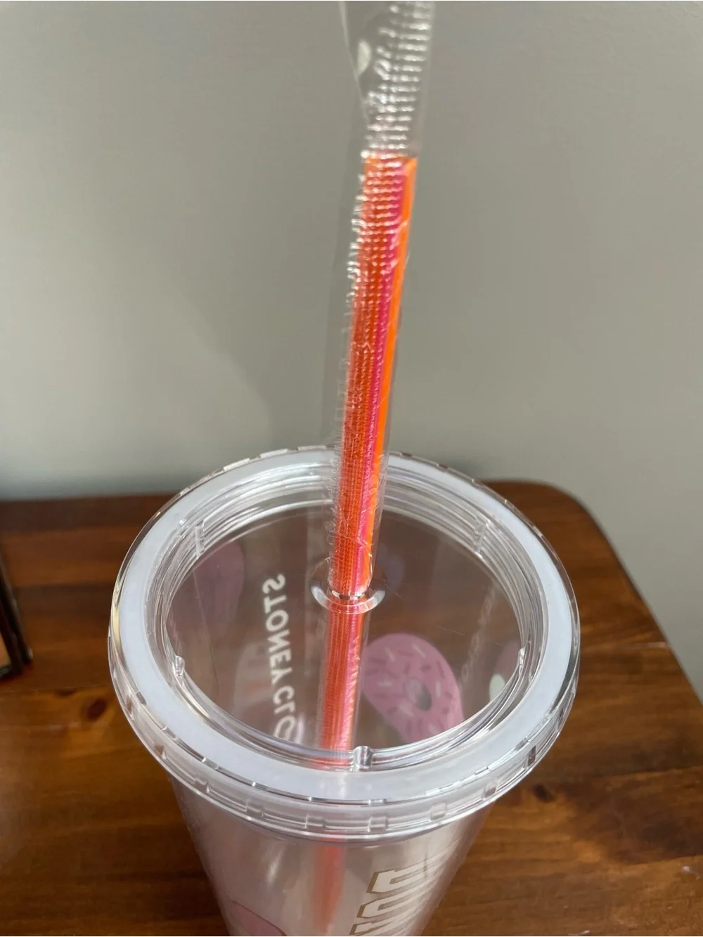 Stoney Clover Lane Clear Dunkin' Sticker Tumbler with Orange Straw